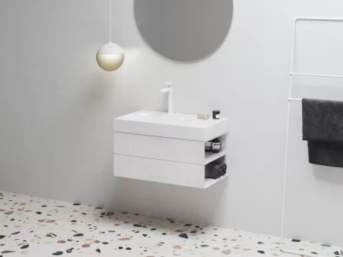 Ravak Lite 80/60 mosdó jobb fehér, túlfolyó nélkül, csaptelep furattal