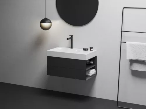 Ravak Lite 80/60 mosdó jobb fehér, túlfolyó nélkül, csaptelep furattal