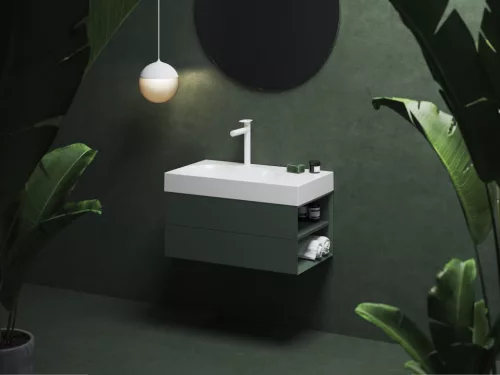 Ravak Lite 80/60 mosdó jobb fehér, túlfolyó nélkül, csaptelep furattal