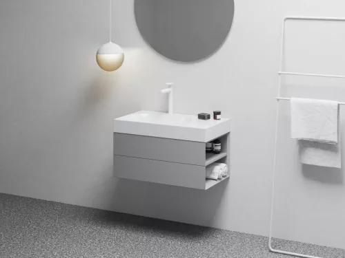 Ravak Lite 80/60 mosdó jobb fehér, túlfolyó nélkül, csaptelep furattal