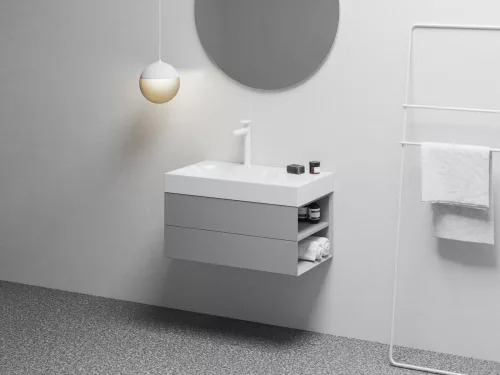 Ravak Lite 80/60 mosdó jobb fehér, túlfolyó nélkül, csaptelep furattal