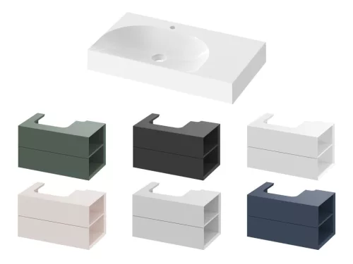 Ravak Lite 80/60 mosdó jobb fehér, túlfolyó nélkül, csaptelep furattal