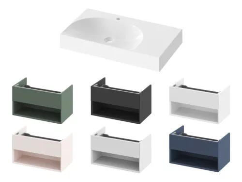 Ravak Lite 80/60 mosdó jobb fehér, túlfolyó nélkül, csaptelep furattal