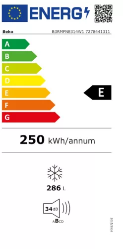 Beko B3RMFNE314W szabadonálló fagyasztószekrény, 187 cm, 286 l, NoFrost