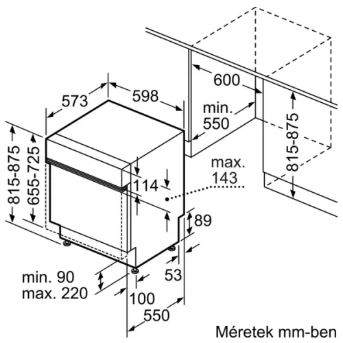 BOSCH SMI4HTS14E Serie|4 Beépíthető kezelőpaneles mosogatógép | 60 cm, 13 teríték