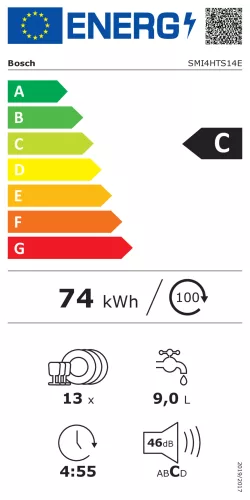 BOSCH SMI4HTS14E Serie|4 Beépíthető kezelőpaneles mosogatógép | 60 cm, 13 teríték