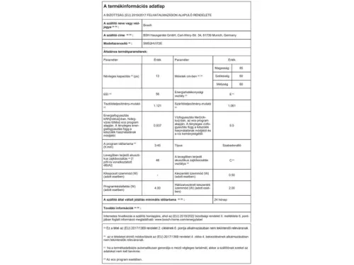 BOSCH SMS2HVI72E Serie2 Szabadonálló mosogatógép