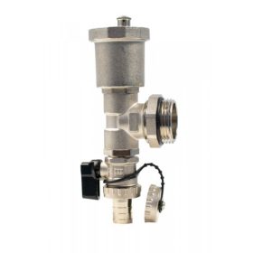   Osztó-gyűjtő végelem 1" KM + automata légtelenítő + töltő ürítő csappal krómozott réz, 10 bar/110°C, osztóvég (EVP-AEE1)