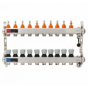   Padlófűtés áramlásmérős osztó-gyűjtő ,10 körös, osztóvéggel (EVP-DSB3411-10)