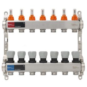   Padlófűtés áramlásmérős osztó-gyűjtő 7 körös, osztóvéggel automata légtelenítővel