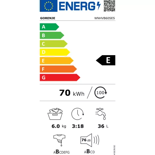 Gorenje WNHVB60SES keskeny elöltöltős mosógép