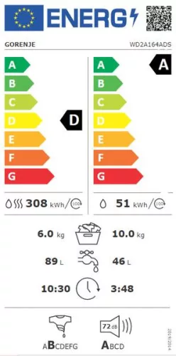 GORENJE WD2A164ADS Mosó-szárítógép fehér (WD2A164ADS)