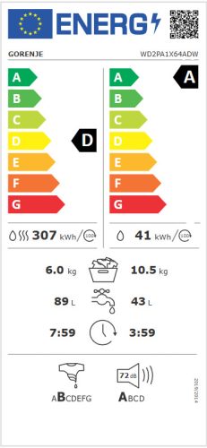Gorenje WD2PA1X64ADW Mosó-szárítógép | 10.5/6 kg kapacitás