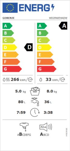Gorenje WD2PA854ADW Mosó-szárítógép | 8/5 kg kapacitás