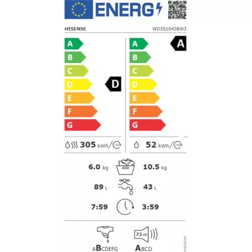 HISENSE WD3S1043BW3 Mosó- és szárítógép