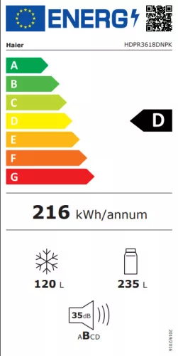 Haier HDPR3618DNPK Alulfagyasztós kombinált hűtőszekrény