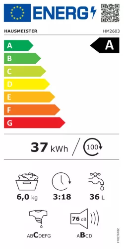 HAUSMEISTER HM 2603 KESKENY MOSÓGÉP 6KG 1000 FORDULAT