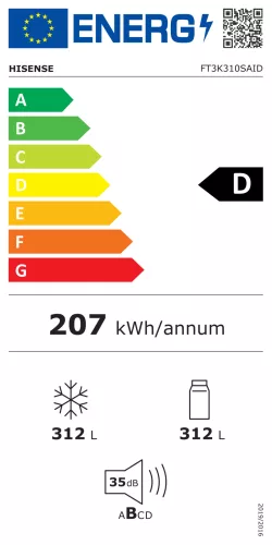 Hisense FT3K310SAID Fagyasztószekrény, 312 L, Inox, No Frost technológia
