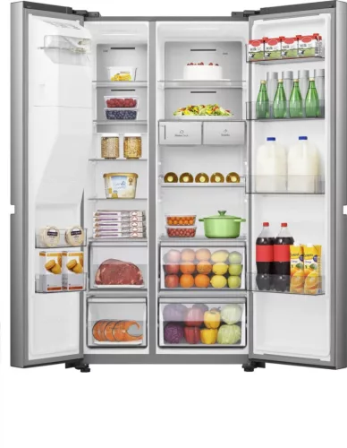 HISENSE RS818N4TIE Víz- és jégadagolós Side by Side hűtőszekrény | 632 Liter, Inox