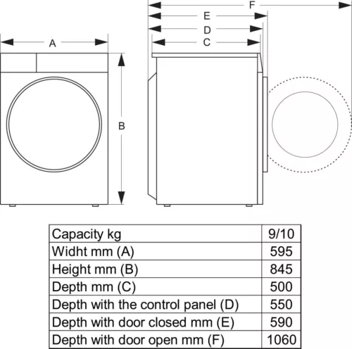 HISENSE WF3S9043BW3 Elöltöltős mosógép, 9 kg kapacitás
