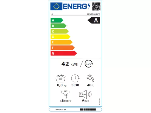 LG F2WR508SWW Elöltöltős keskeny mosógép gőz funkcióval
