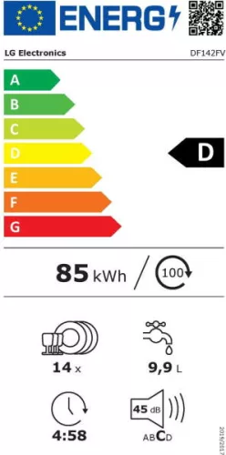 LG DF142FV QuadWash Mosogatógép 14 terítékes, Ezüst