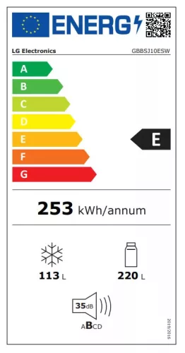 LG GBBSJ10ESW Szabadonálló kombinált alulfagyasztós hűtőszekrény | Fehér