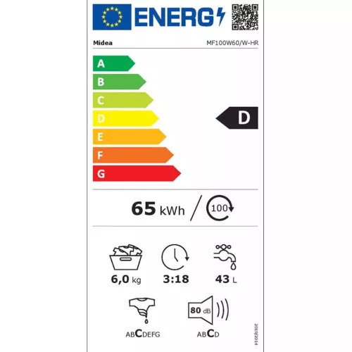 Midea  MF100W60/W    elöltöltős mosógép