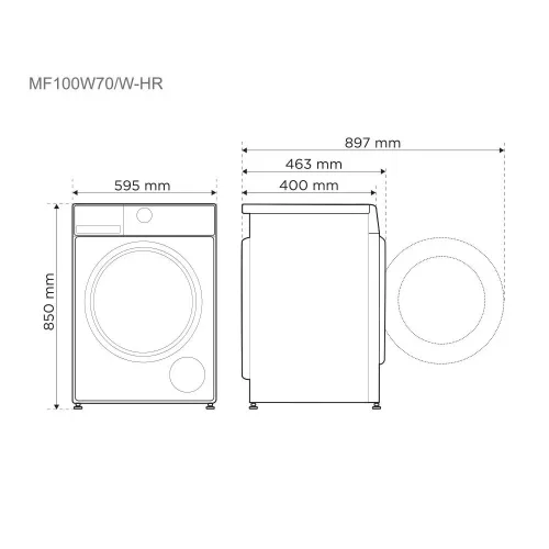 Midea  MF100W70B/W-HR elöltöltős mosógép