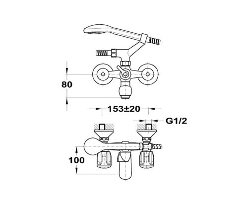 Mofém Eurosztár kádtöltő csaptelep zuhanyszettel 141-0094-00