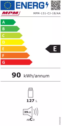 MPM 131-CJ-18/AA 127L, 90 kWh/év, (E) Sötét Inox hűtőszekrény (MPM-131-CJ-18/AA)