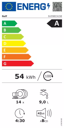 NEFF S155ECX15E N50 Teljesen beépíthető mosogatógép | 60 cm