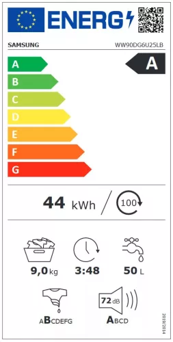 SAMSUNG WW90DG6U25LBU4 fekete 9 kg elöltöltős mosógép AI energia üzemmóddal