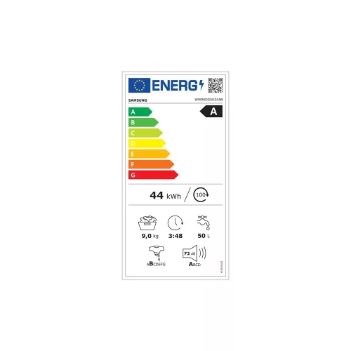 SAMSUNG WW90DG5G34ABLE fekete, elöltöltős keskeny mosógép, max. 1400ford. , 9 kg