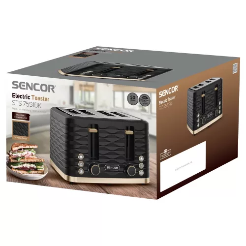 SENCOR STS 7551BK Elektromos kenyérpirító 1600W 4 szeletes fekete