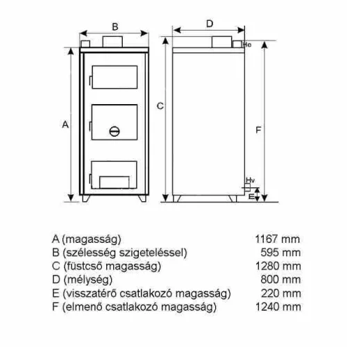 Totya S43-as kazán 43KW + szigetelés +huzatszabályzó