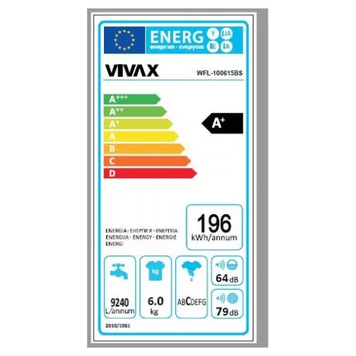 VIVAX elöltöltős mosógép WFL100615BS
