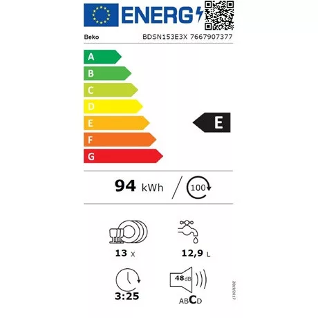 Beko MOSOGATÓGÉP BEÉPÍTHETŐ BDSN153E3X