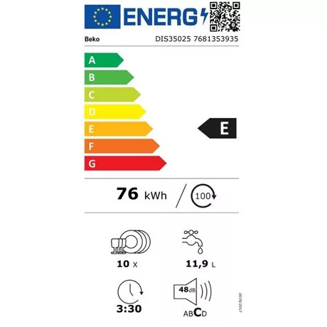 Beko MOSOGATÓGÉP BEÉPÍTHETŐ DIS35025