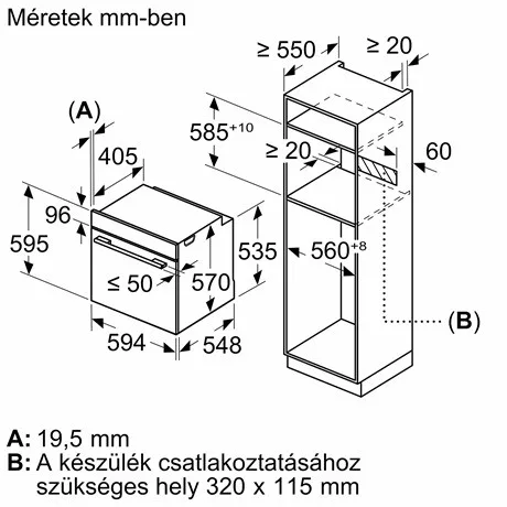 Bosch SÜTŐ ELEKTROMOS BEÉPÍTHETŐ GŐZ FUNKCIÓVAL HBG539EB0