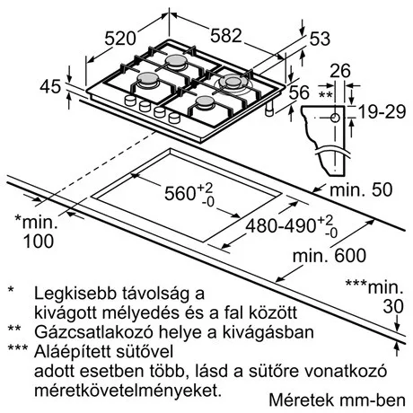 Bosch FŐZŐLAP BEÉPÍTHETŐ GÁZ PGH6B5K90