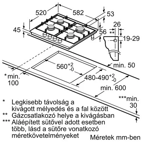 Bosch FŐZŐLAP BEÉPÍTHETŐ GÁZ PGP6B5K60