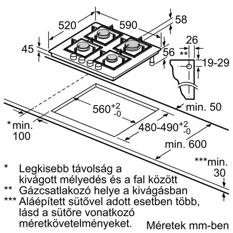Bosch FŐZŐLAP BEÉPÍTHETŐ GÁZ PRP6A6H40
