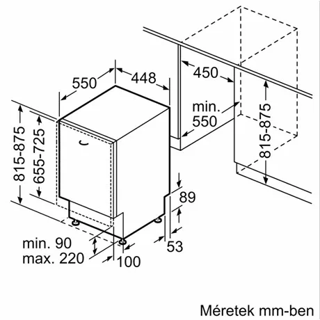 Bosch MOSOGATÓGÉP BEÉPÍTHETŐ 10 TERÍTÉK INTEGRÁLT SPV4EMX17E