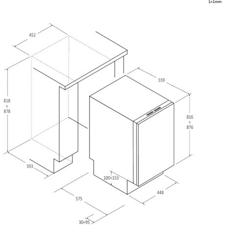 Candy MOSOGATÓGÉP BEÉPÍTHETŐ 9 TERÍTÉK KESKENY CDIH 2D949