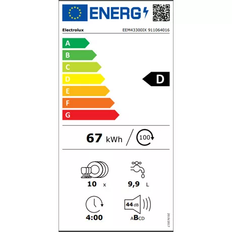 Electrolux MOSOGATÓGÉP BEÉPÍTHETŐ KESKENY  9 TERÍTÉK EEM43300IX