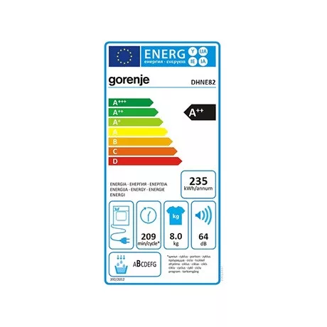 Gorenje SZÁRÍTÓGÉP HŐSZIVATTYÚS DHNE82
