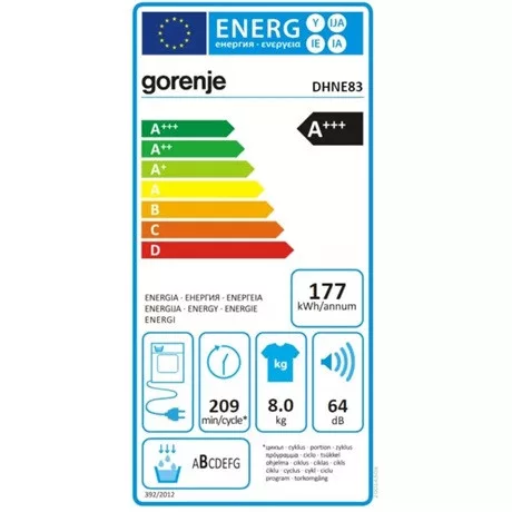 Gorenje SZÁRÍTÓGÉP HŐSZIVATTYÚS DHNE83