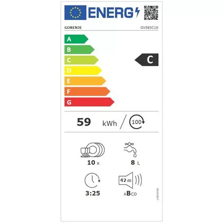 Gorenje MOSOGATÓGÉP BEÉPÍTHETŐ 10 SZEMÉLYES KESKENY GV583C10