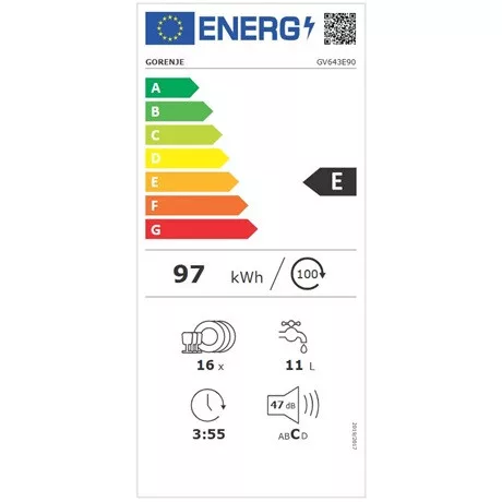 Gorenje MOSOGATÓGÉP BEÉPÍTHETŐ 16 TERÍTÉK GV643E90